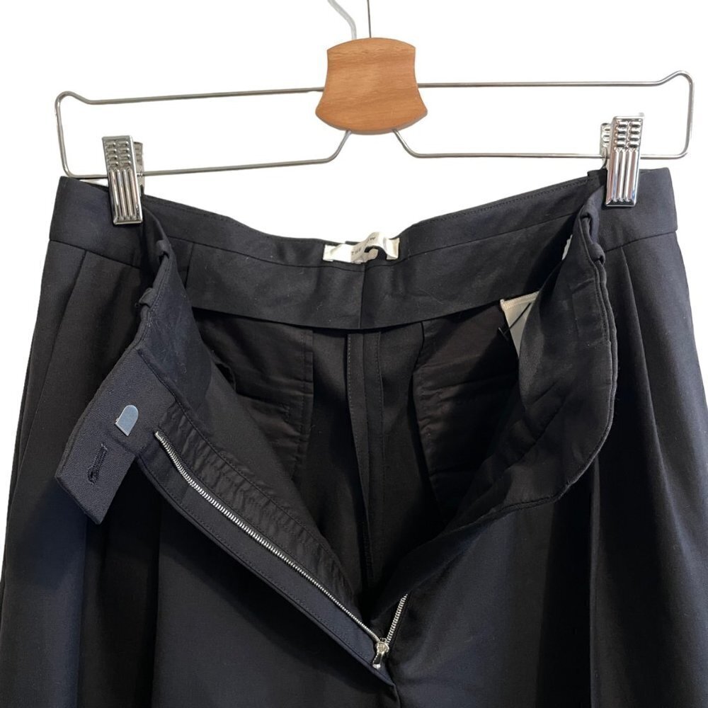 The Row Marian Wool Blend Pleated Front High Rise Wide Leg Pants Black 8 - Picture 5 of 12